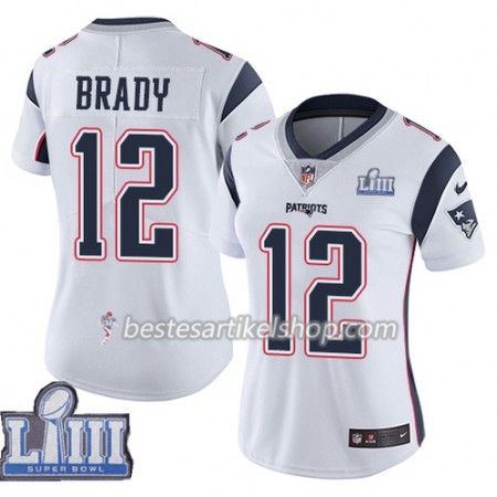 Damen New England Patriots Trikot Tom Brady 12 Nike Weiß 2019 Super Bowl LIII